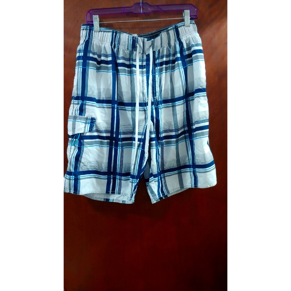 Plaid Swim Trunks